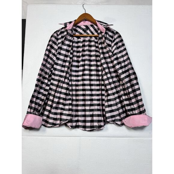 Beluva San Francisco Taffeta Blouse Plaid S Pink Top Preppy Fairy Colorful Y2K - Picture 4 of 4